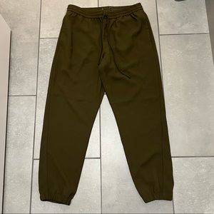 Army green polyester joggers